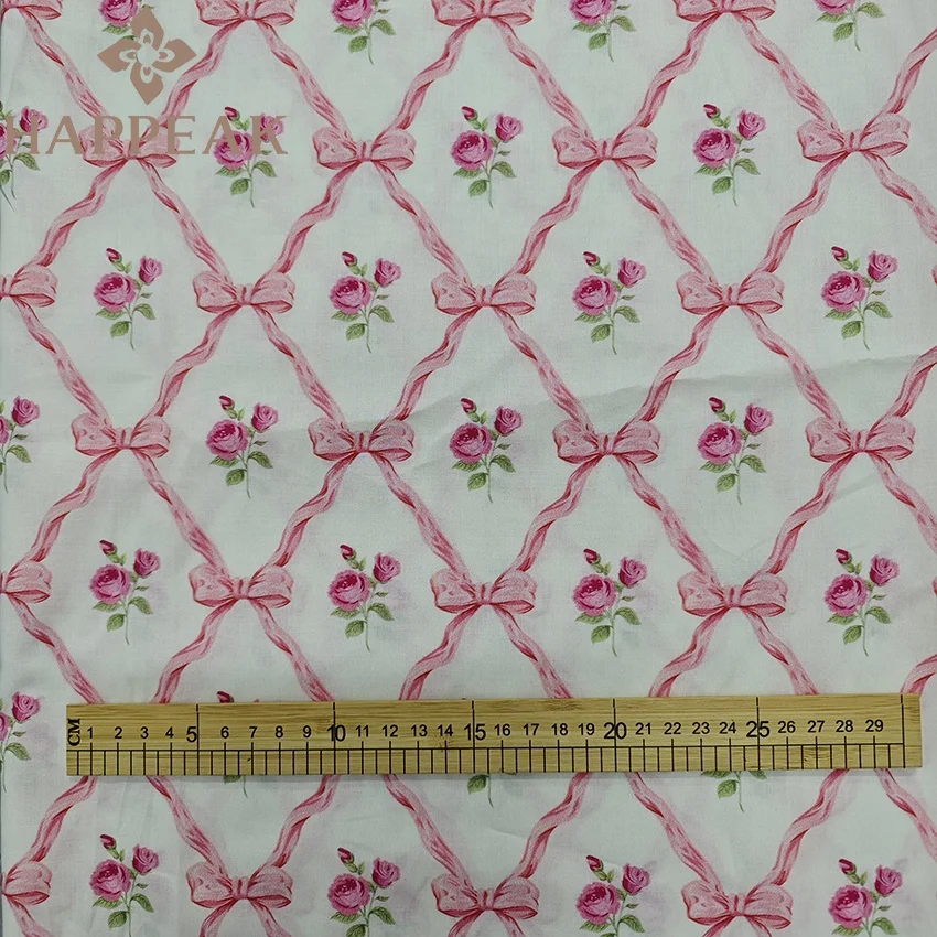 HAPPEAK Pure Cotton Tana Lawn Fabric Poplin Soft Hand Feeling Floral Bow Printed Rose Liberty Fabric
