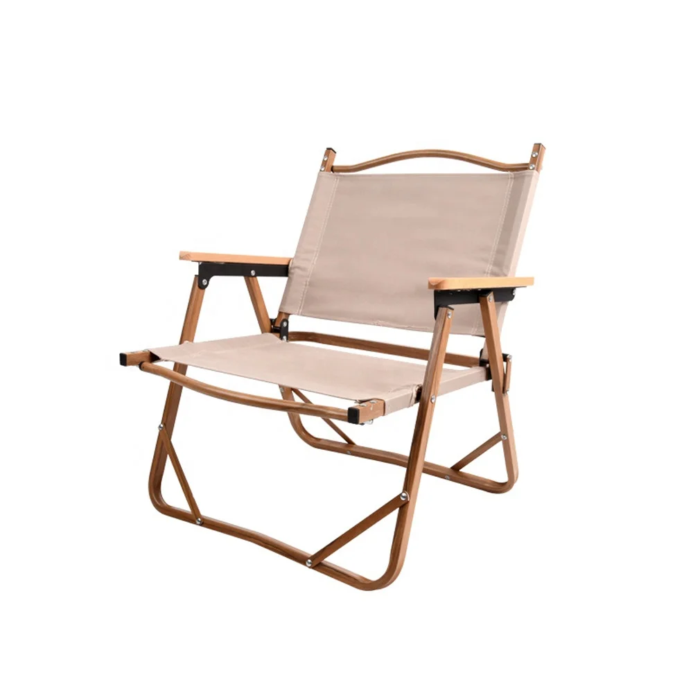 Picnic Portable Cheap Travel Wood Grain Aluminum Low Seat Foldable Lightweight Camping Chair Folding Armrest Outdoor Beach Chair (1600347705022)
