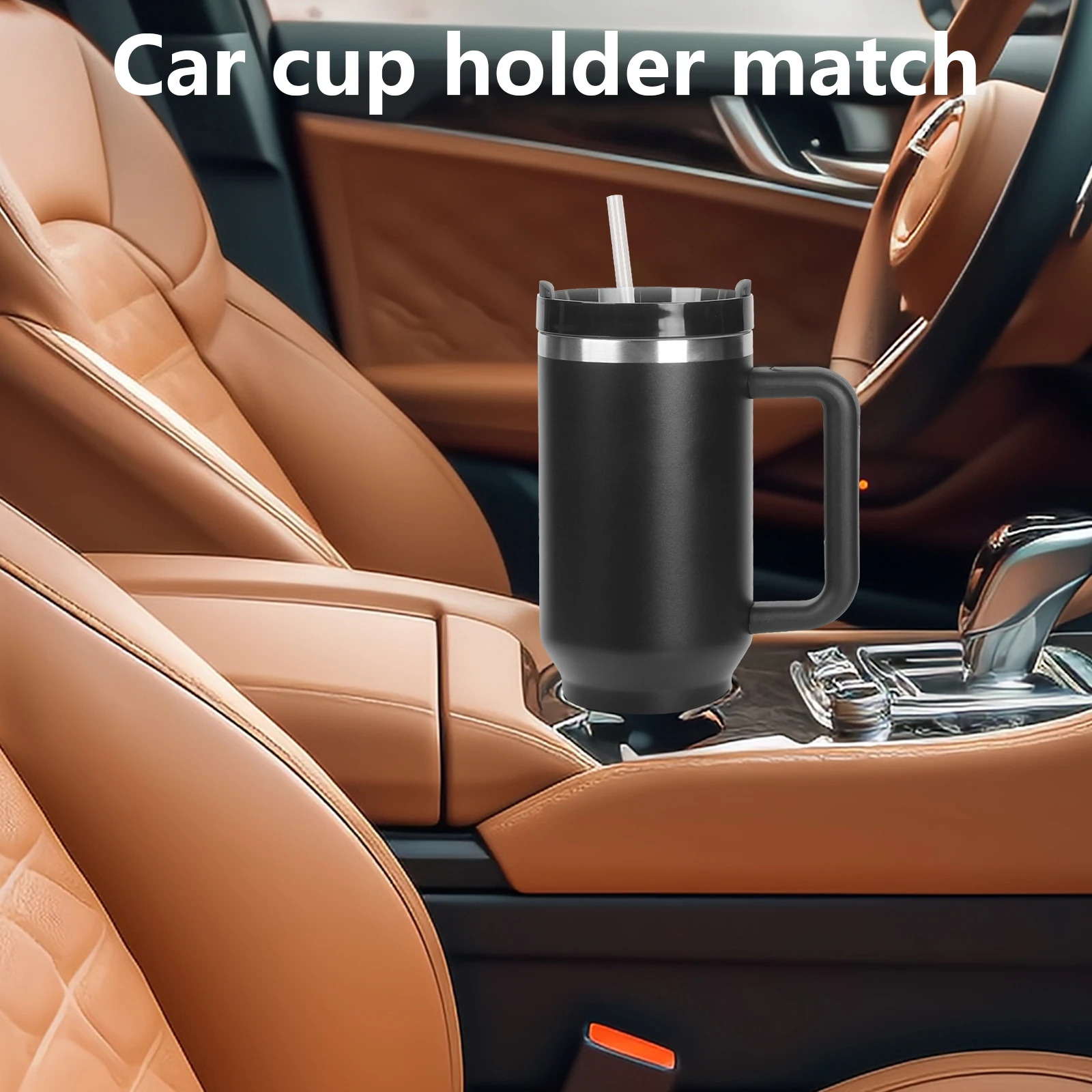 B80-0056 Custom 40oz Stainless Steel Double Wall Travel Coffee Mug Customizable 40 oz Tumbler With Handle and Straw Outdoor Mugs