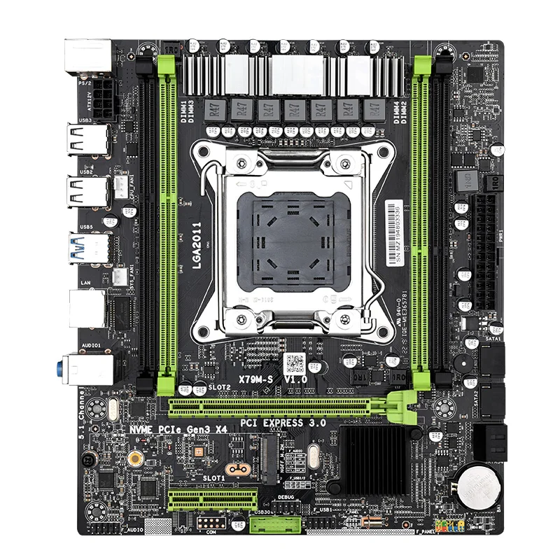 X79M-S 2.0 M-ATX Motherboard With USB2.0 PCI-E NVME M.2 SSD support PC / ECC Memory and Xeon LGA 2011 Processor