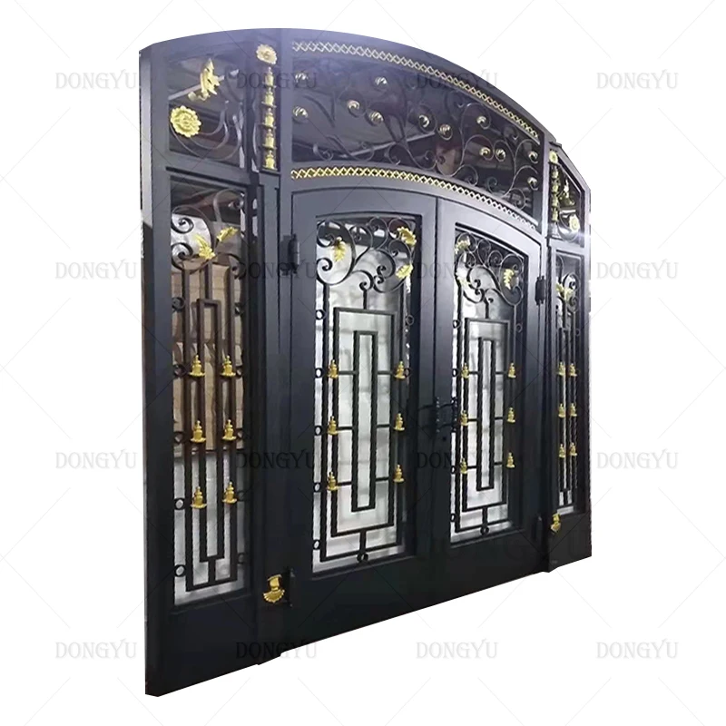 Sicily Hot Sale Villa Luxury Customized Exterior Garden Security Grill Design Cast Wrought Iron Gate Driveway Entrance Main Door