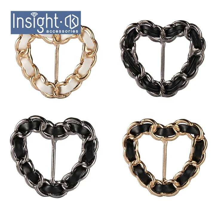 Hot Sale Heart-shaped Rhinestone Belt Buckle Slider Custom Acrylic Heart Ribbon Slider Buckle Rhinestone Shoe Buckle