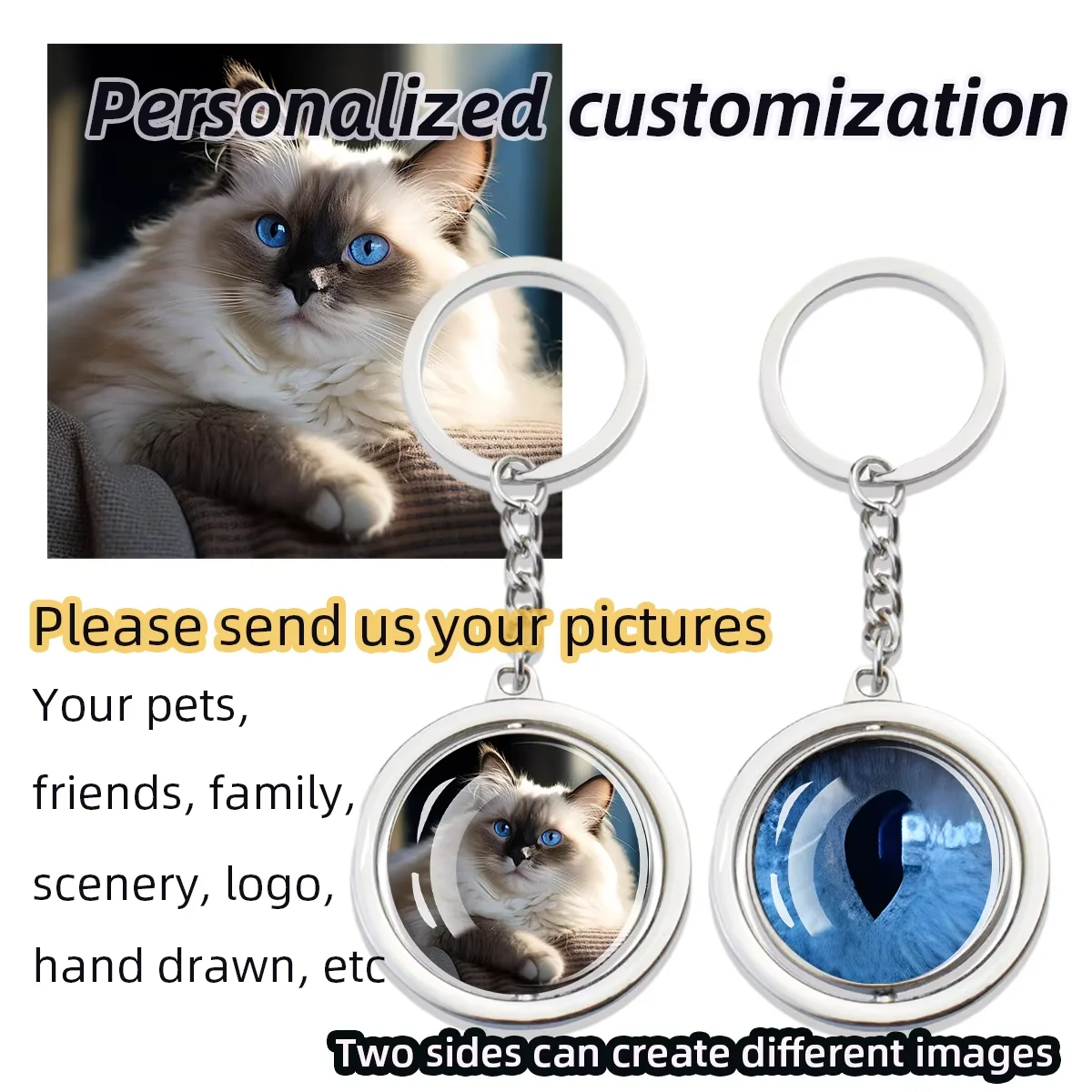 Luminoud Eyes of the Demon Dragon Keychain Evil eyes Jewelry Funny Rotating  Animal Eye Key Chain Student Gifts