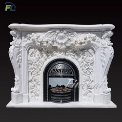 Finelai good quality contemporary arch built-in carved marble fireplace