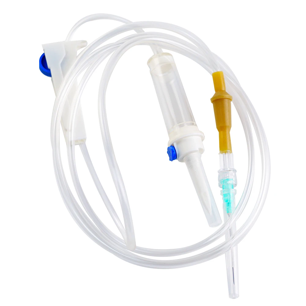 Disposable sterile medical veterinary infusion set with flow regulator calibrated burette 100ml 150ml