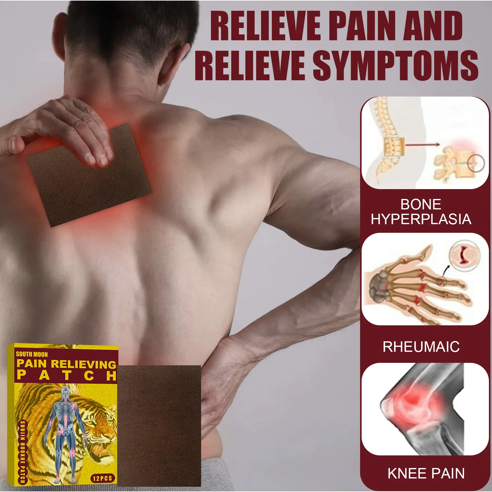 Natural Herbal Chinese Tiger Plaster 12pcs Pain Relief Patch Muscle Blood Activating Relieve Pain Patches Sticker