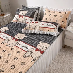 Korean Latex Cool Bed Skirt for Student Mattress Bedroom Dorm Kids Room Skirt Bed Sheets