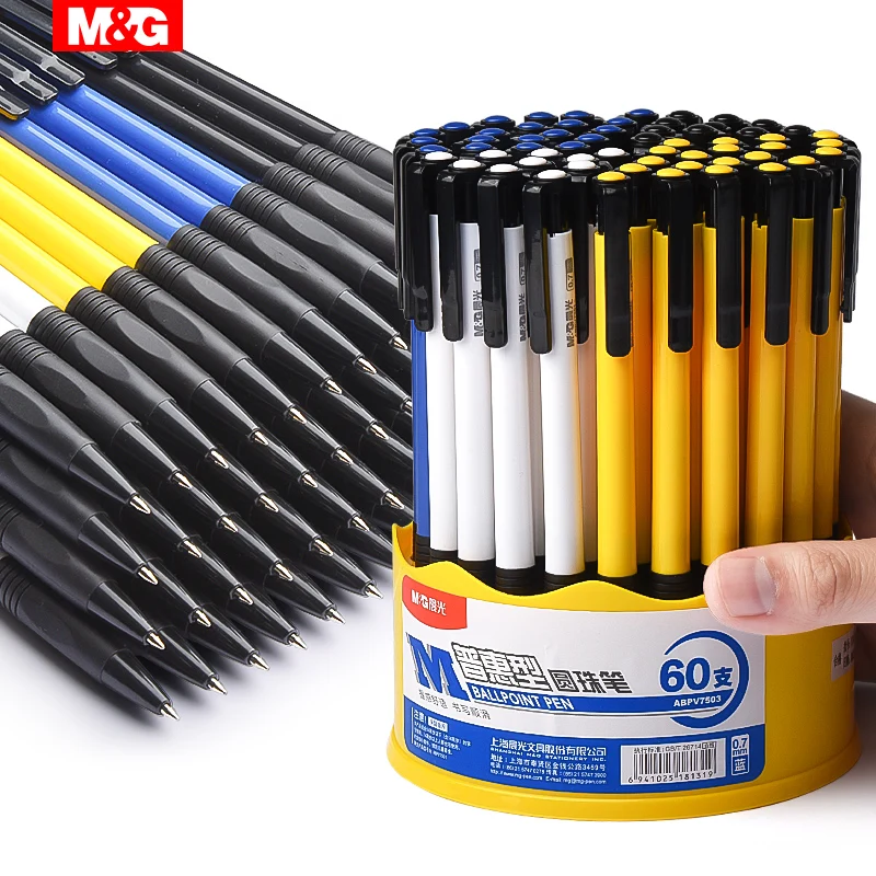 M&G 0.7mm Black/Red/Bule Customizable Ball Pen Stationery Manufacturer Wholesale Probmotional Plastic Ballpoint Pens