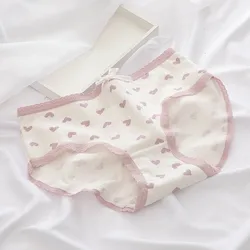 Cheap Comfortable Breathable Underwear Pink And White Girls Sexy Photo Cotton Strech Women Panty