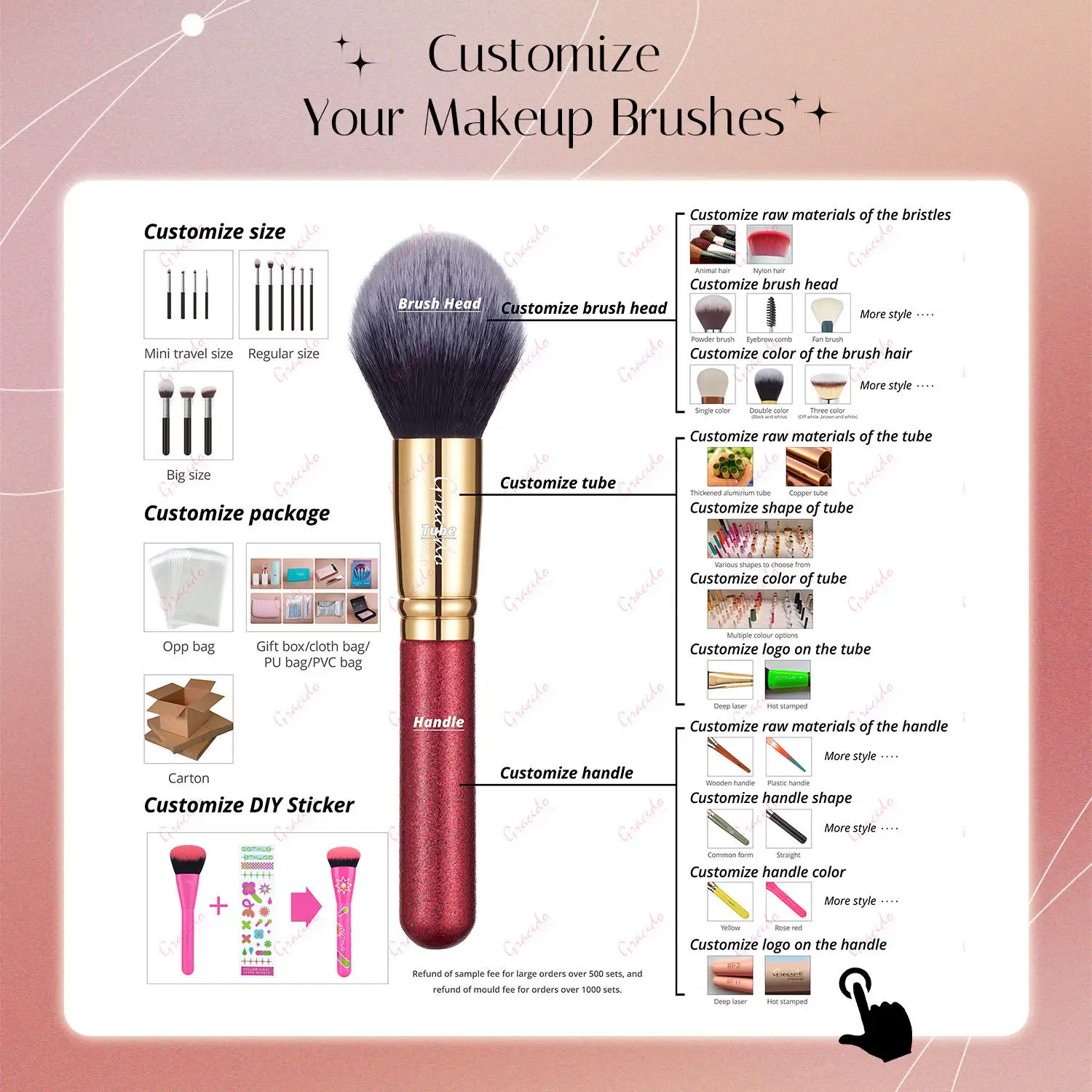 OEM Cosmetic 15/32pcs red Travel Luxury Private Label Face Soft Dense Synthetic Hair Wood Handle Cosmetic Makeup Brushes Set