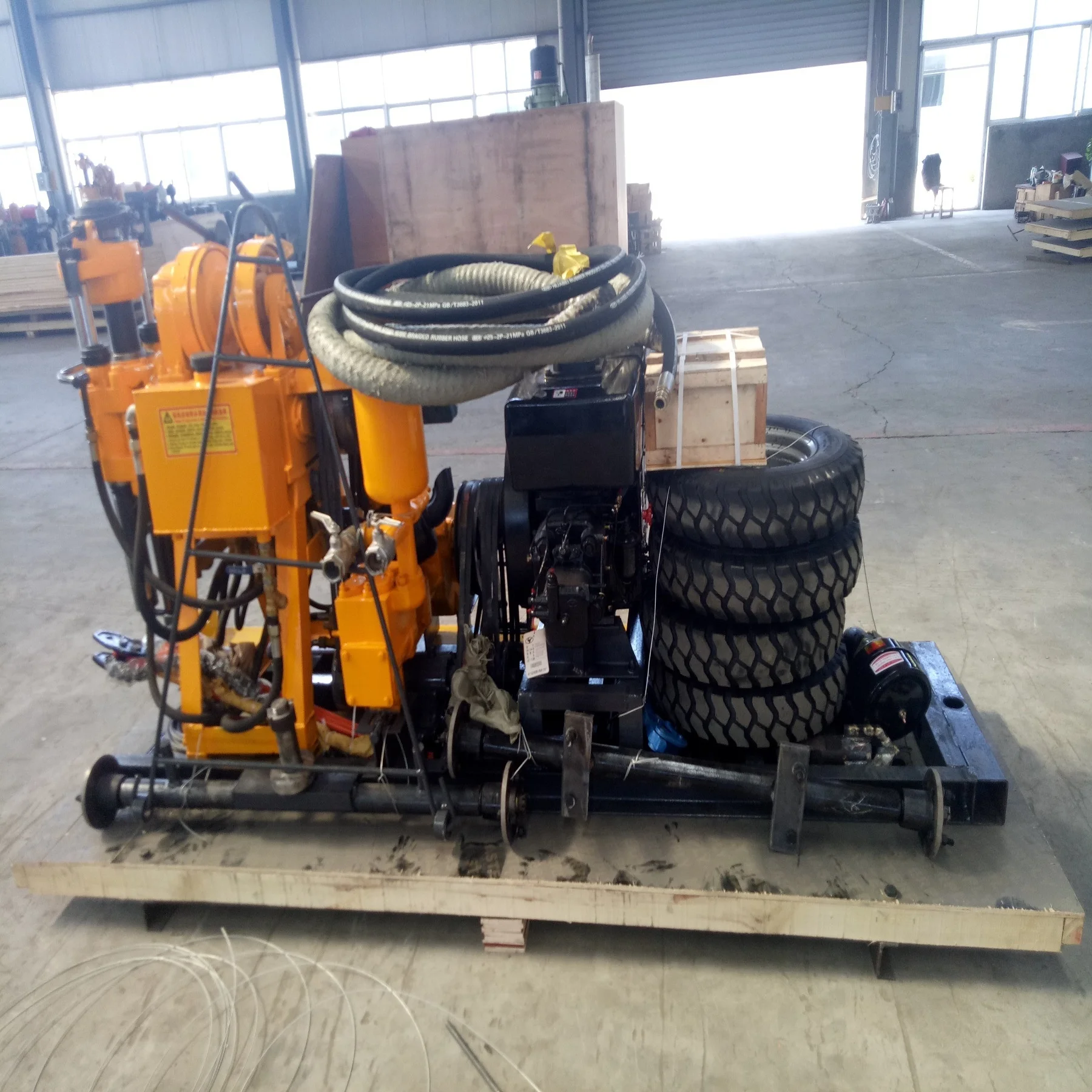 Cheap price  130 150m 200m diesel engine small mining equipment hydraulic trailer mounted mini water well drilling machine