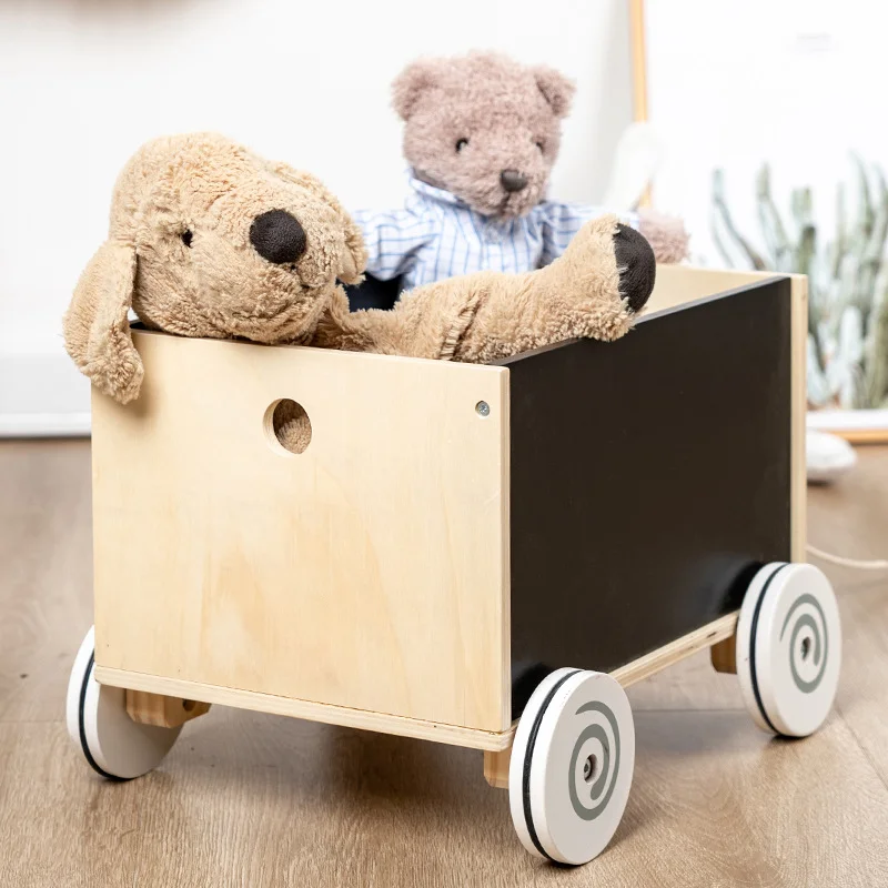 Learning Walker Baby Wooden Infant Multi-Activity Walker Storage Toddler Roll Cart Push Toy Sit to Stand Toddler Toy