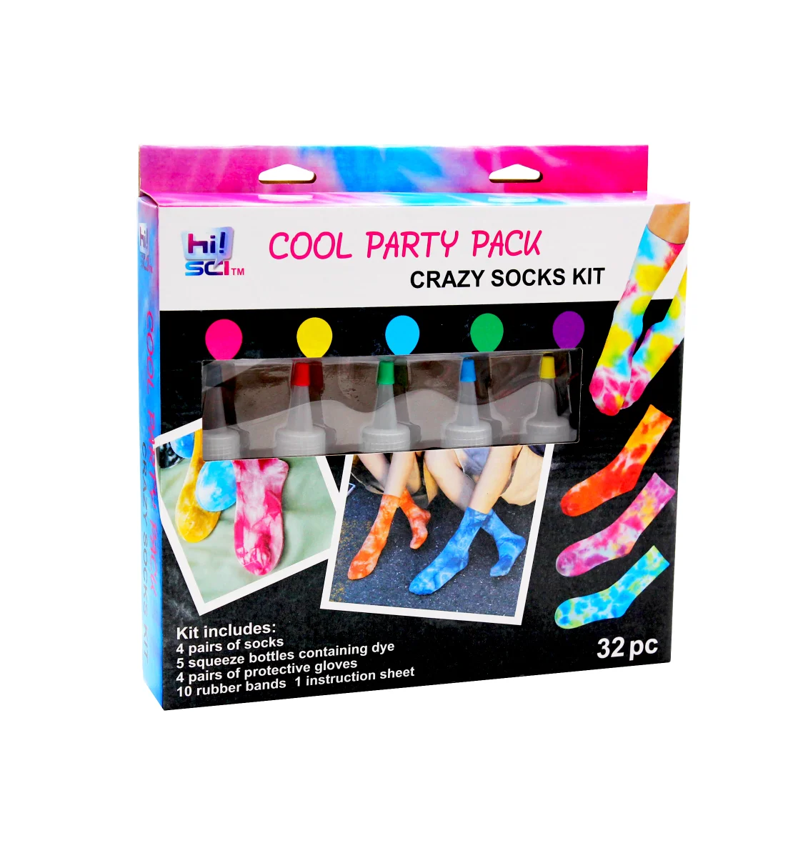 DIY Fabric 5 Colors Tie Dye kits Toy Powder & Socks Tie-Dye Set For Kids And Adults