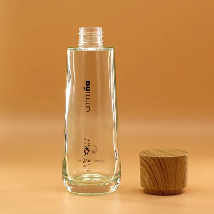 Natural Wood Cap Match Your Organic Products Unique Glass Toner Bottle