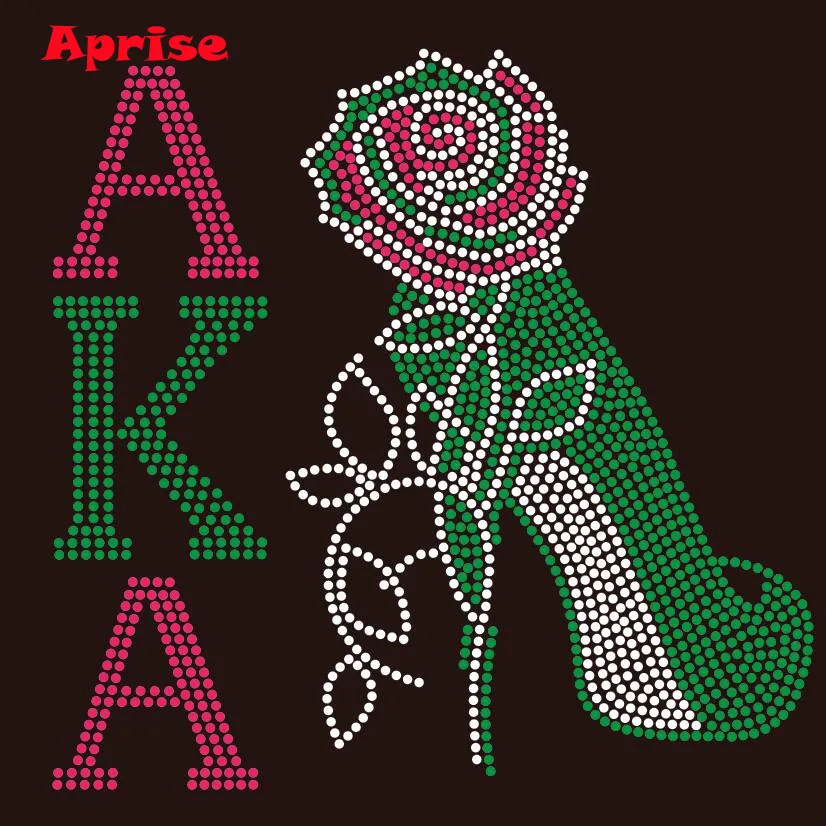 AKA rose high heel rhinestone transfer sorority rhinestone iron on  transfer  for alpha