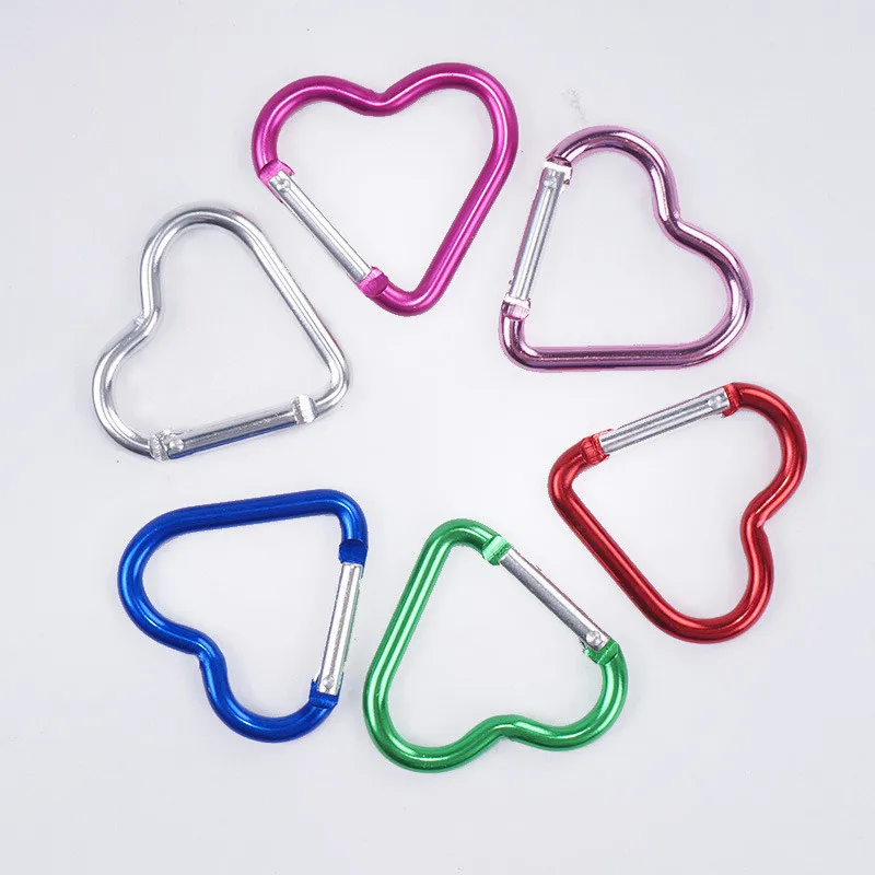 Mini Heart Shaped Aluminum Carabiner Buckle Spring Snap Keychain Clip
