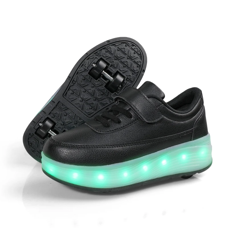 Simple Skates Walking Retractable Flashing Skating Led Lighting Sneakers Heelys Four Wheel Roller Skate Shoes with Led Light