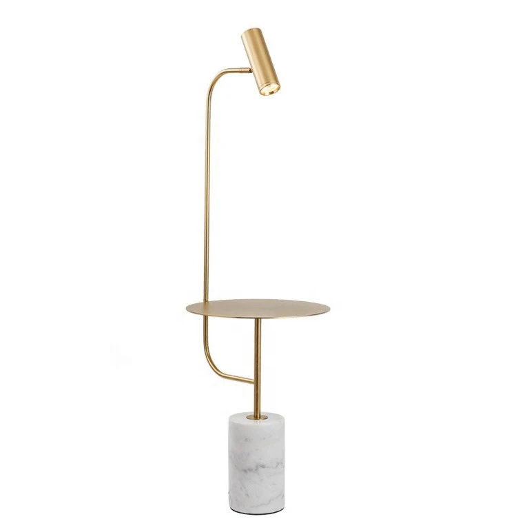 Роскошная дизайнерская дуговая подставка для чтения в скандинавском стиле Золотая угловая светодиодная Напольная Лампа с мраморным журнальным столиком