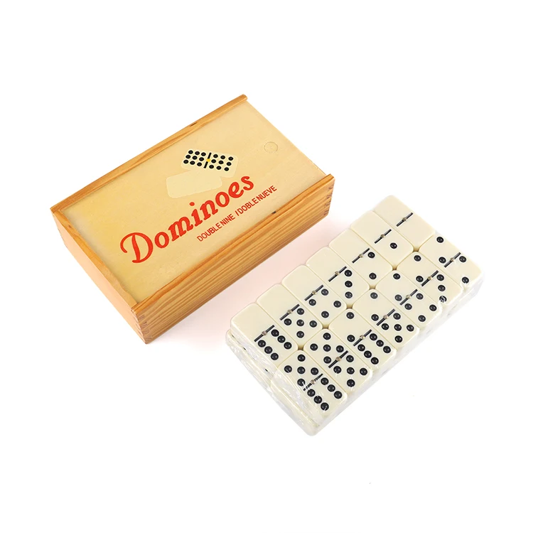 Professional educational toys wooden box double 9 domino