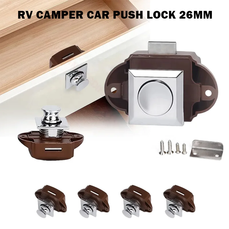 TYTXRV Mini Push Button Drawer Cupboard Catch Lock Camper Lock Push Button Door Latch For Rv Caravan Cabinet 10pcs/Box