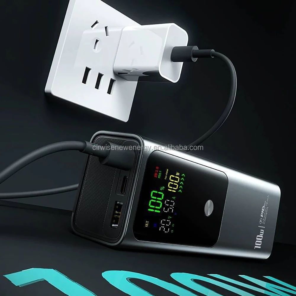 Nitride галлия PD 100 Вт двусторонней быстрой зарядки Power Bank Mac book 20000 мАч Аккумулятор для ноутбука iPhone Type-C портативное зарядное устройство