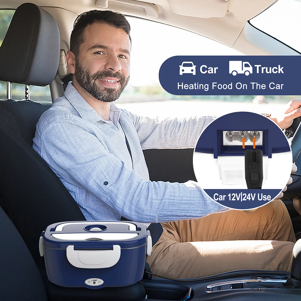 Electric Lunch Box Food Heater, Faster Heated Lunch Box, 1.5L Portable Food Warmer with Fork Spoon and Insulated Lunch Bag