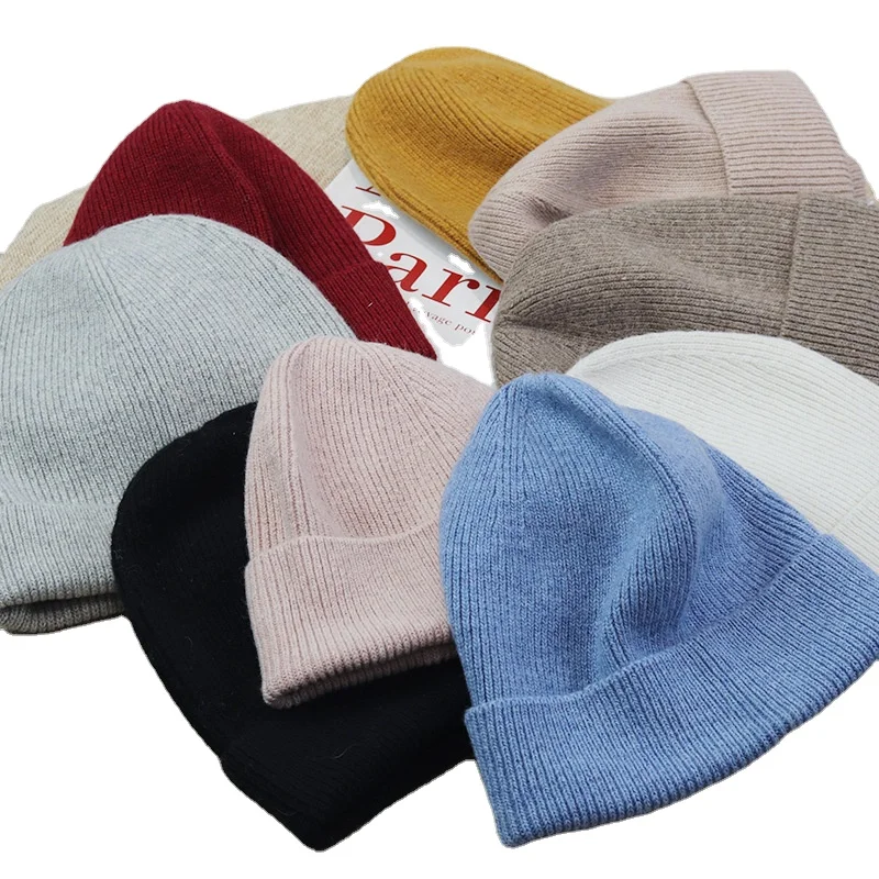 Custom embroidery logo ribbed cable knit 30% Wool Cashmere Beanie Hats men womens winter merino wool cashmere beanies hat
