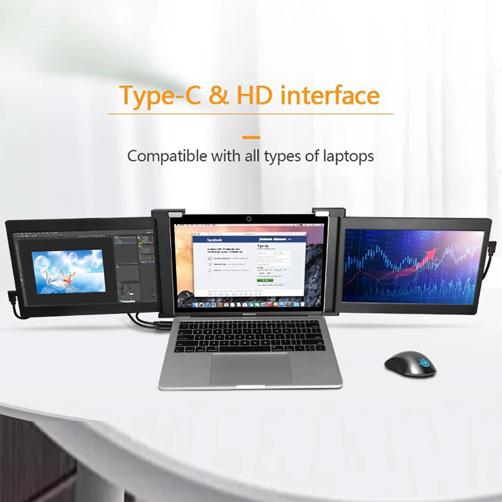 Тройной портативный монитор FOPO PD1303D для ноутбука удлинитель экрана HD три монитора 13 3 дюйма 1080P IPS дисплей 1 - 10 шт.