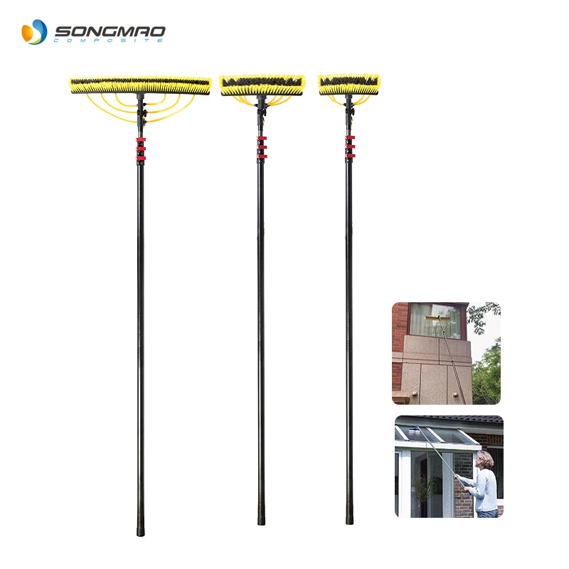 High strength 30ft 40ft 45ft carbon fibre telescopic window cleaning pole water fed pole with brush adapter
