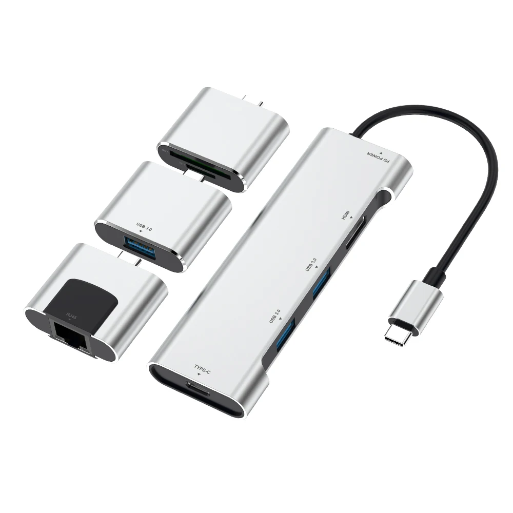 
5 In 1 USB-C Adapter PD Charging 4 Ports USB3.0 Video Converter USB Type C Hub 