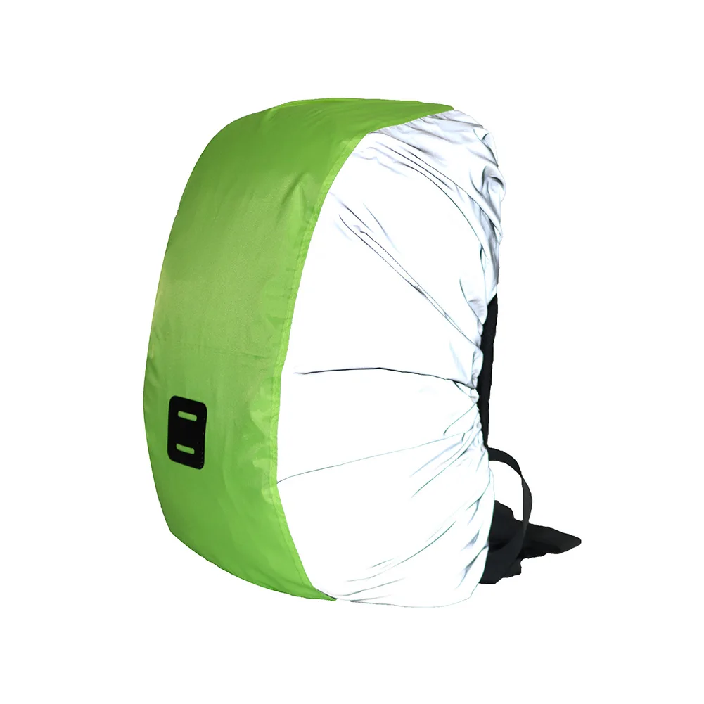 unisex large size oxford fabric fluorescent green water resistant high reflective backpack school sport bag cover with LED light