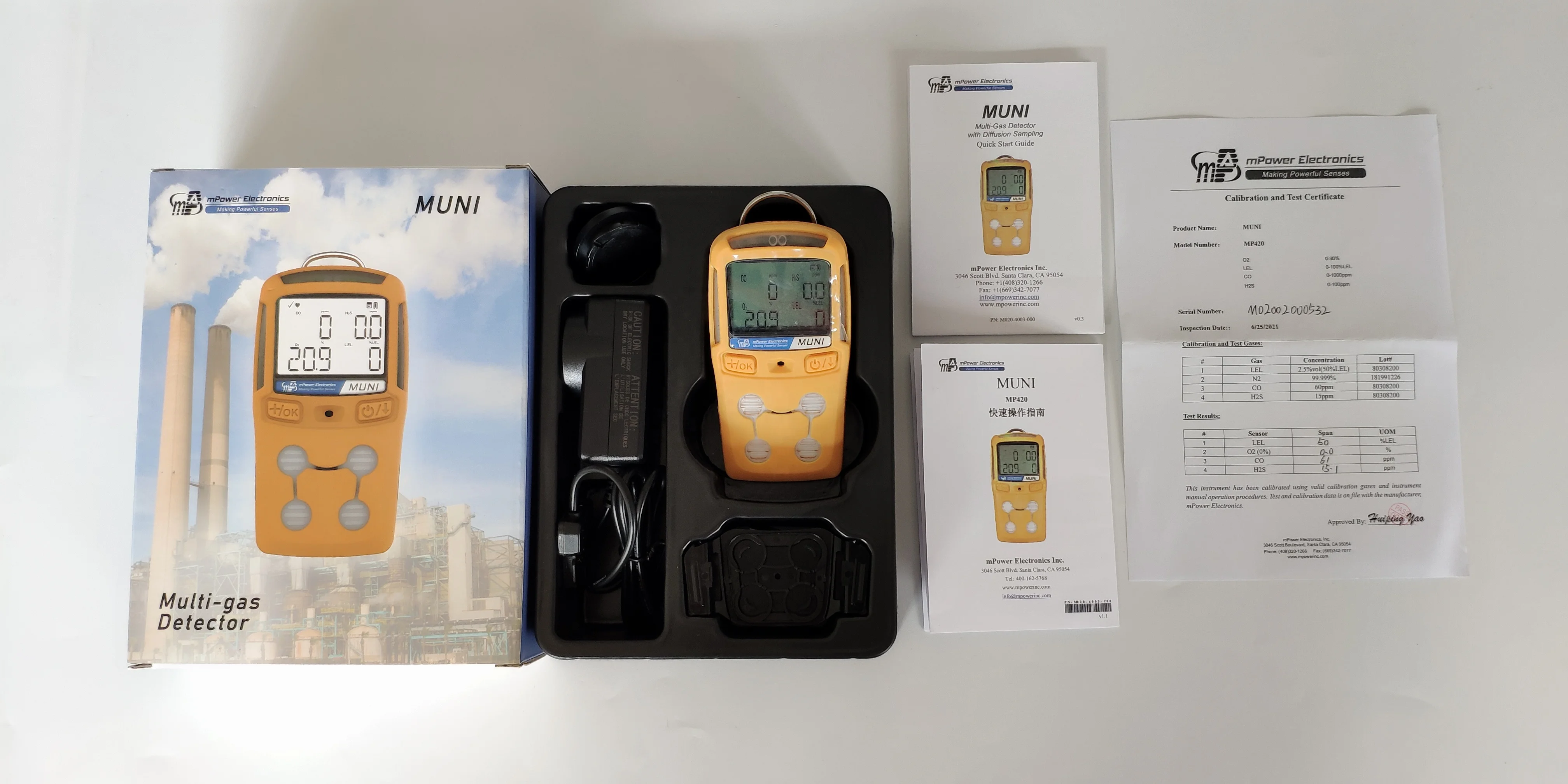 Multi Gas Monitors MUNI MP420 4 gas detector O2 H2S CO LEL Portable gas analyzer alarm CH4 detector