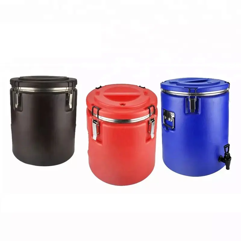 Multipurpose Double Layer Insulation 12 Hours Plastic & Stainless Vacuum Milk Ice Cube Barrel Stockpot For Cold Drinks Shops