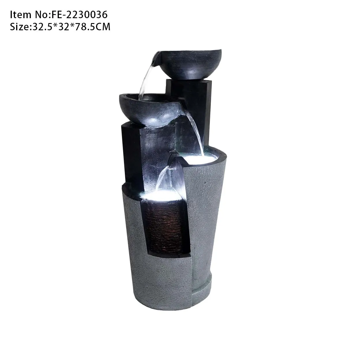 4 layer bowl water fountain feature cascading waterfall solar garden fountain decor