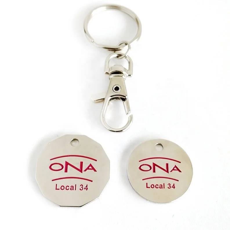 metal custom logo Canada double loonie coin and quarter coin shopping trolley grocery cart token key chain keychains