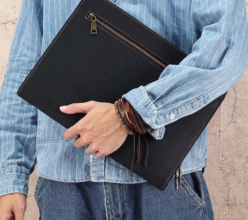 New Multi-Function Vintage Crazy Horse Leather Laptop Briefcase Portfolio Bag