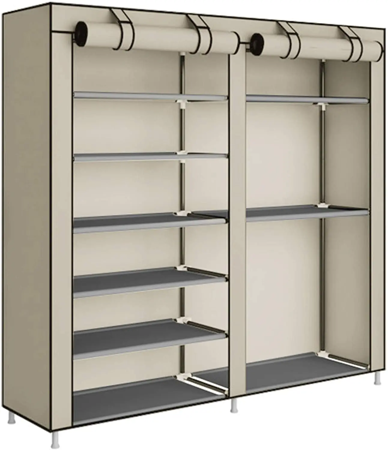 27-Pairs Portable Boot Rack Double Row Shoe Rack Covered Nonwoven Fabric 7-Tiers