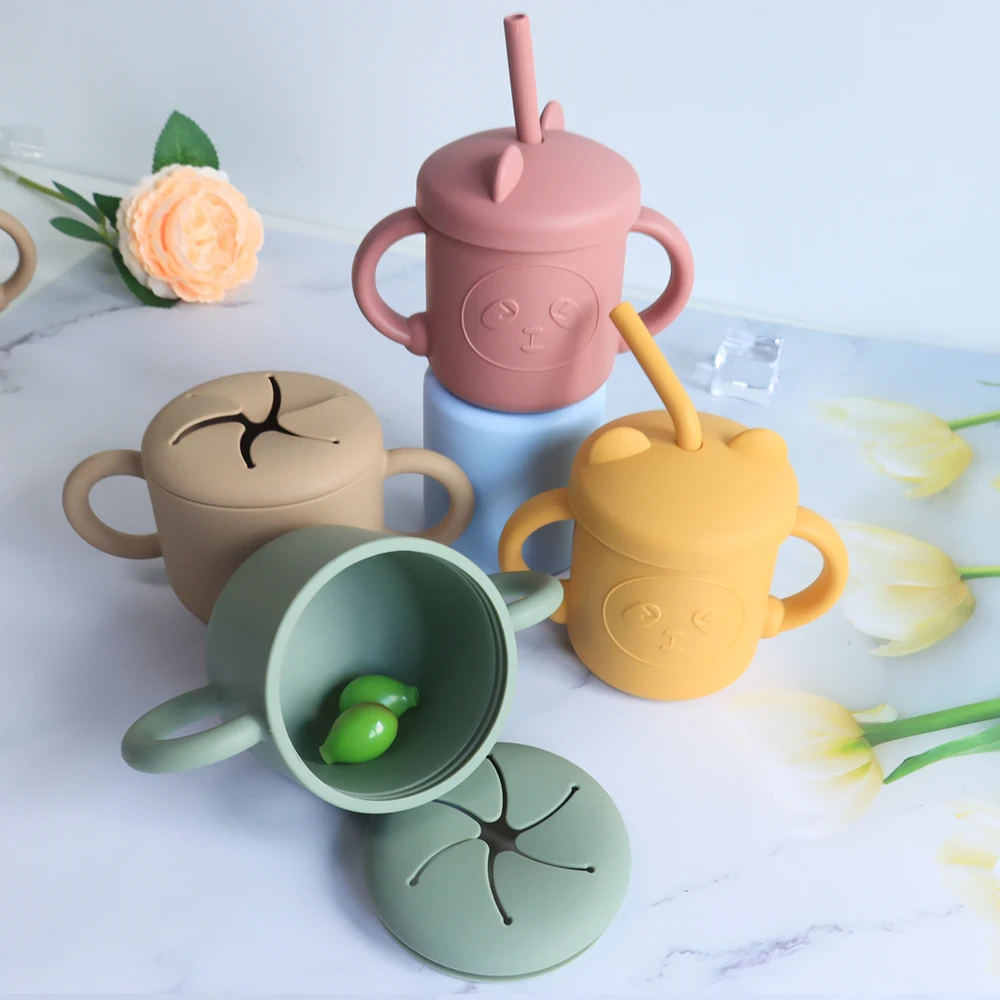 Hot Selling Children Silicone Sippy Toddler Cup Silicone Kids Water Coffee Baby Cup with Straw