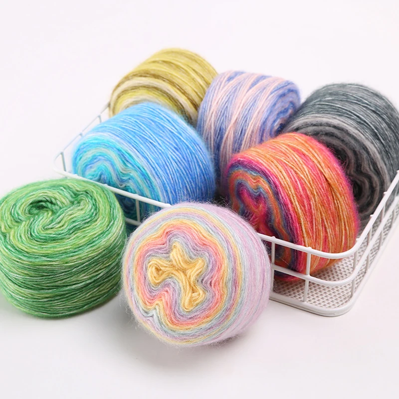 ZENGLONG yarn wholesalers 100g 60% cotton 40% acrylic blended cakes yarns hand knitting 1ply 2S gradient colors cake yarn