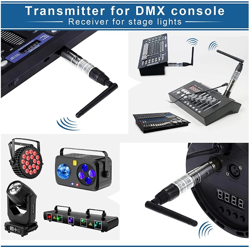 Battery Wireless Dmx Receiver 2.4G Wireless DMX512 Transmitter Stage Lighting Control