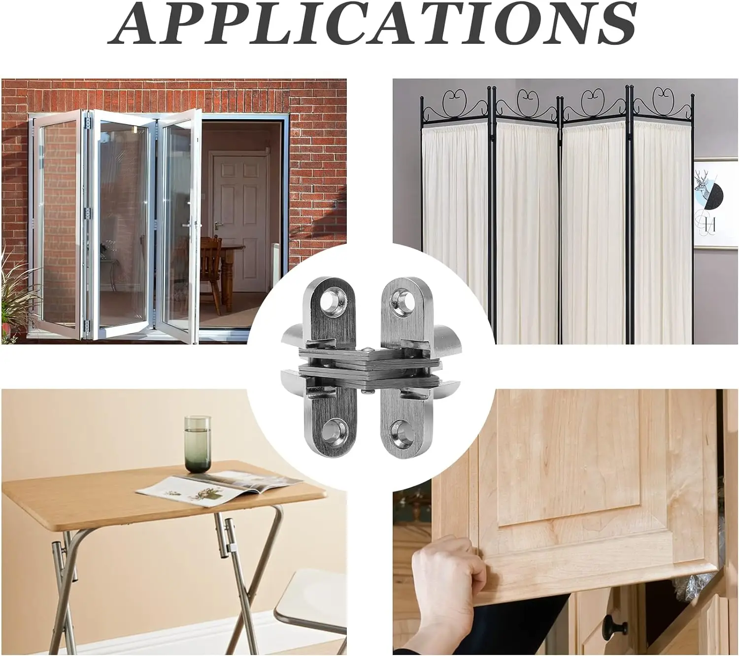 Hot Selling Zinc Alloy SS Cross180 Degree Invisible Conceal Hinge Pivot Door Hinges for Wooden Doors