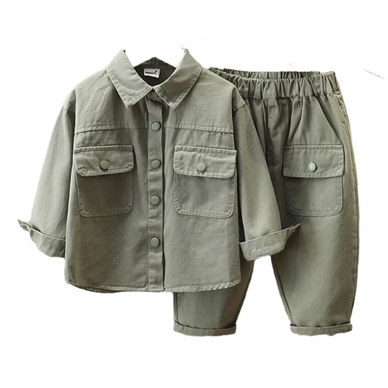 Shocking Price!!! 2024 Spring and Autumn Boy clothes Pure Color Boy Clothing Suit 2 pieces set