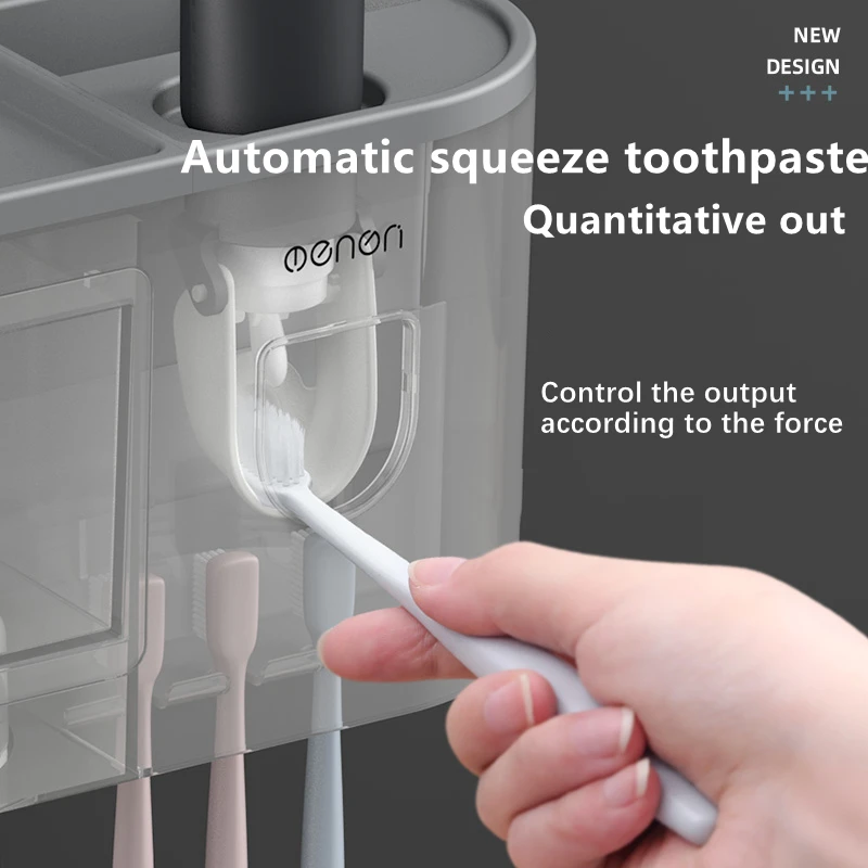 
2021 Bathroom Multifunctional Home Use Plastic Wall-Mounted Toothbrush Cup Holder 