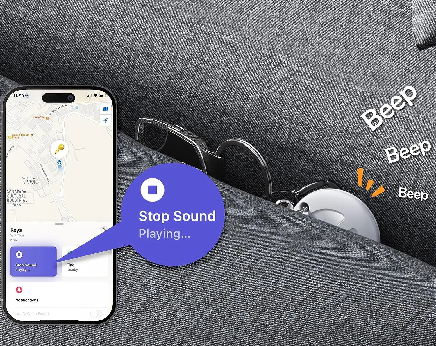 GPS Tracker Item Finder Attachment Locator for Lost Keys Bag Wallet Luggage Pets iOS Only