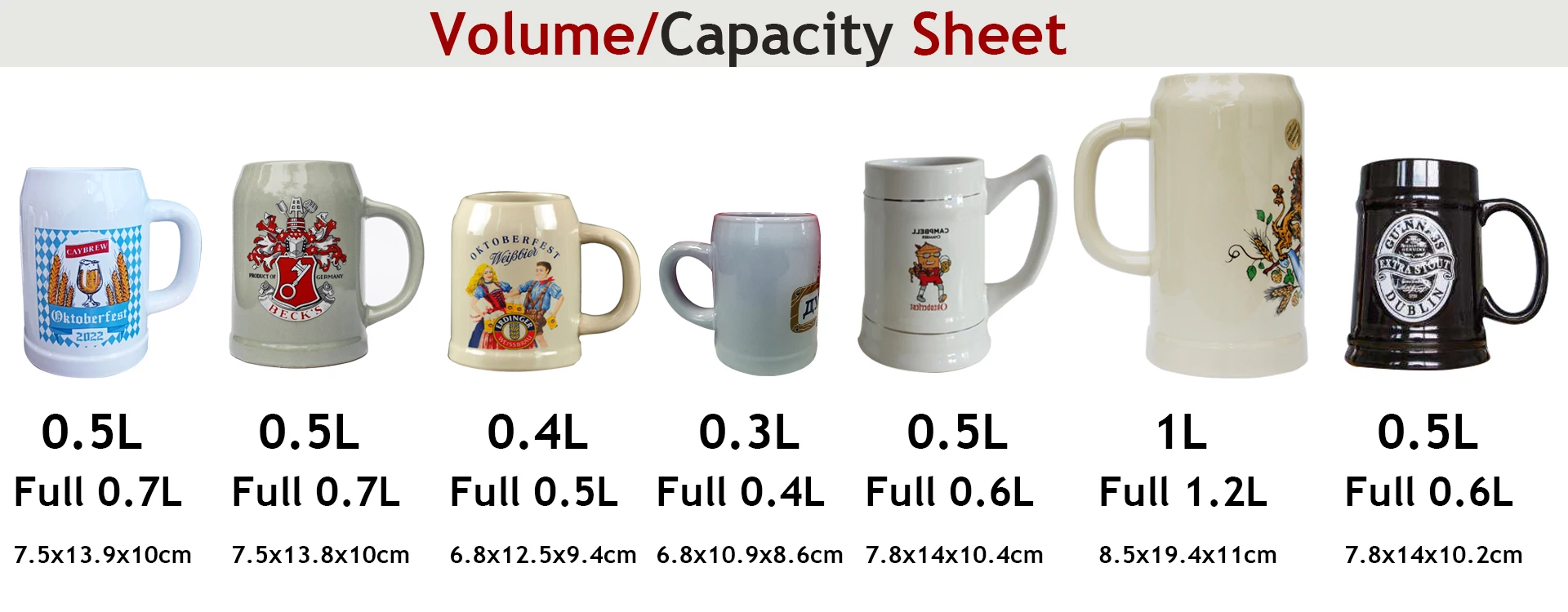 Stein beer mug for sublimation with 500 1000 ml 300ml 1000ml 500ml 250ml 1 liter 10oz 16oz 9oz 8oz 20oz 26oz 24oz 20 25 16 26 oz
