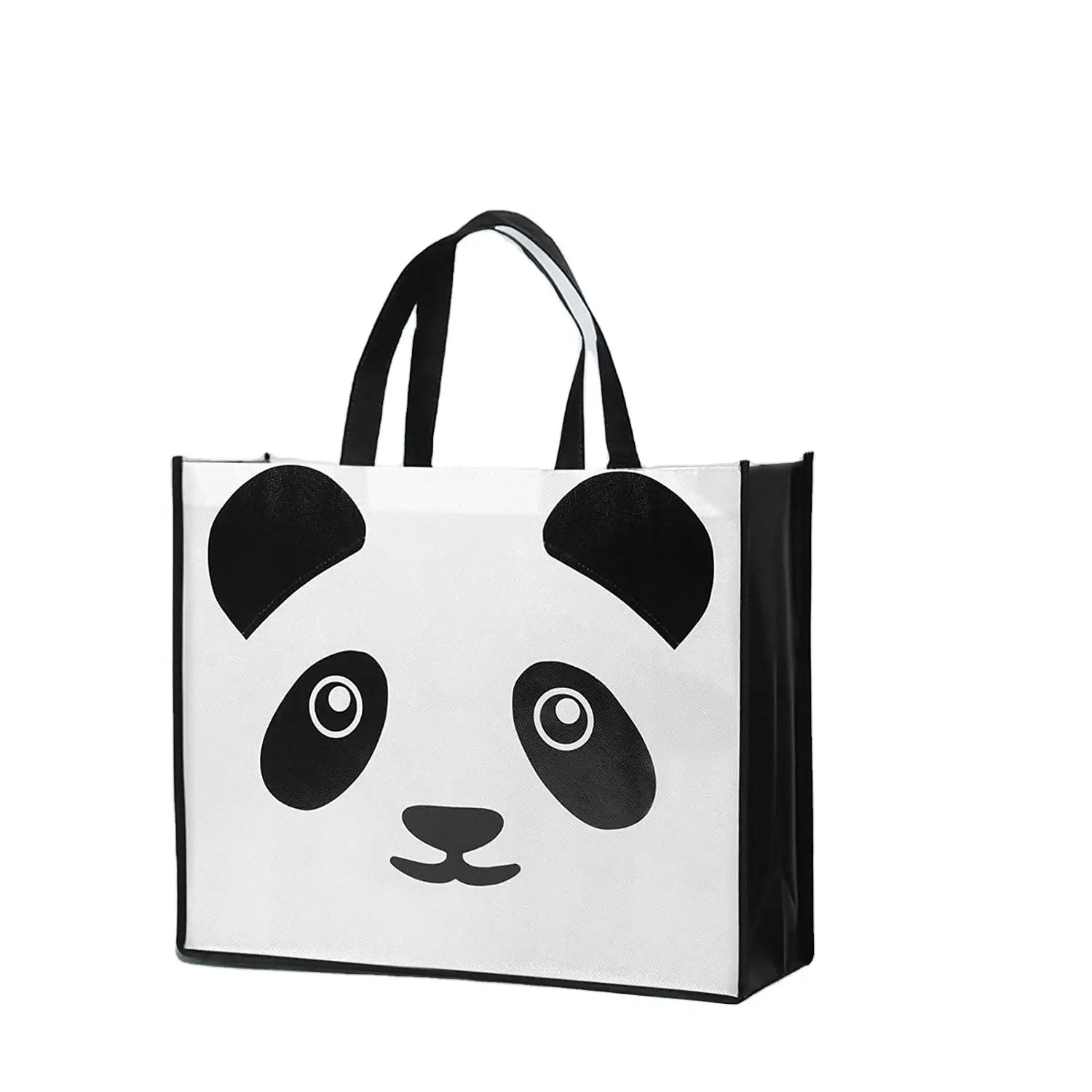 Wholesale custom high quality non-woven shopping Panda tote bags Reusable grocery bags gift bags for kids