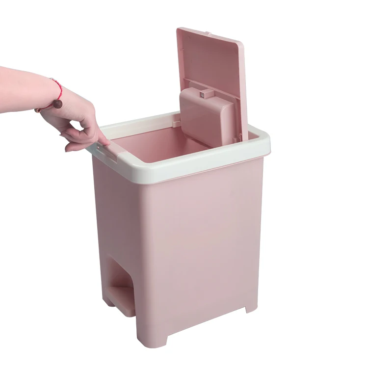 rectangle hand Press and food pedal PP Plastic trash can garbage bin