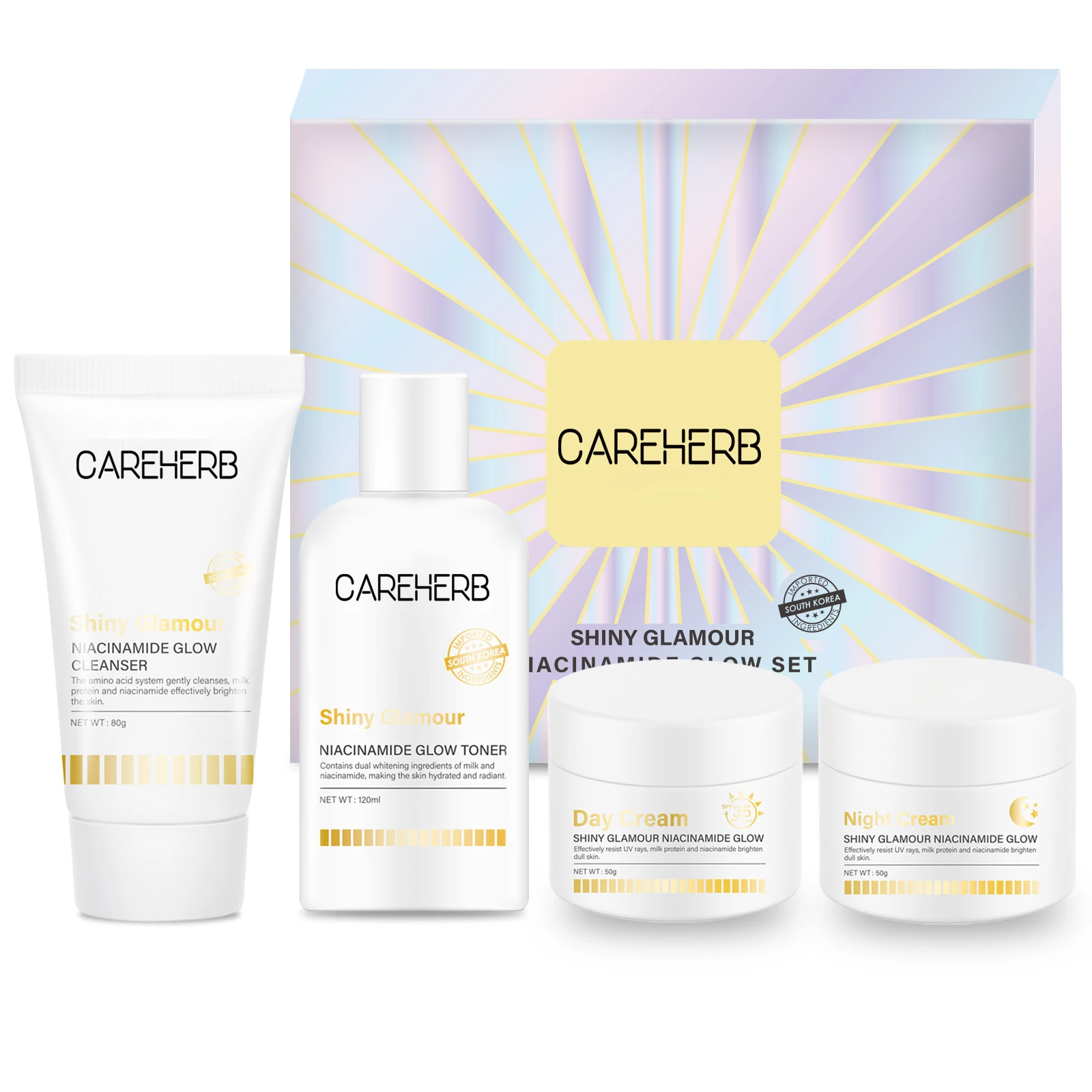 Oem Odm Organic Niacinamide Remove Black Spots Whitening Facial Cleanser Face Wash Face Cream Products Skin Care Set