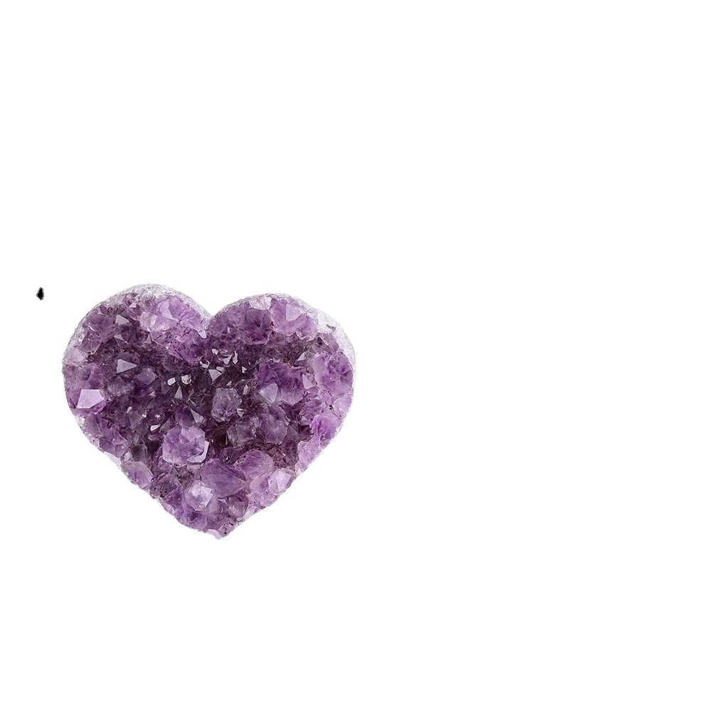 Wholesale raw Uruguay heart-shaped purple crystal crystal healin stone hole natural crystal cluster