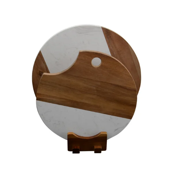 Customs Modern Wooden Marble Cutting Wood Charcuterie Set Serving Tray Cheese Board